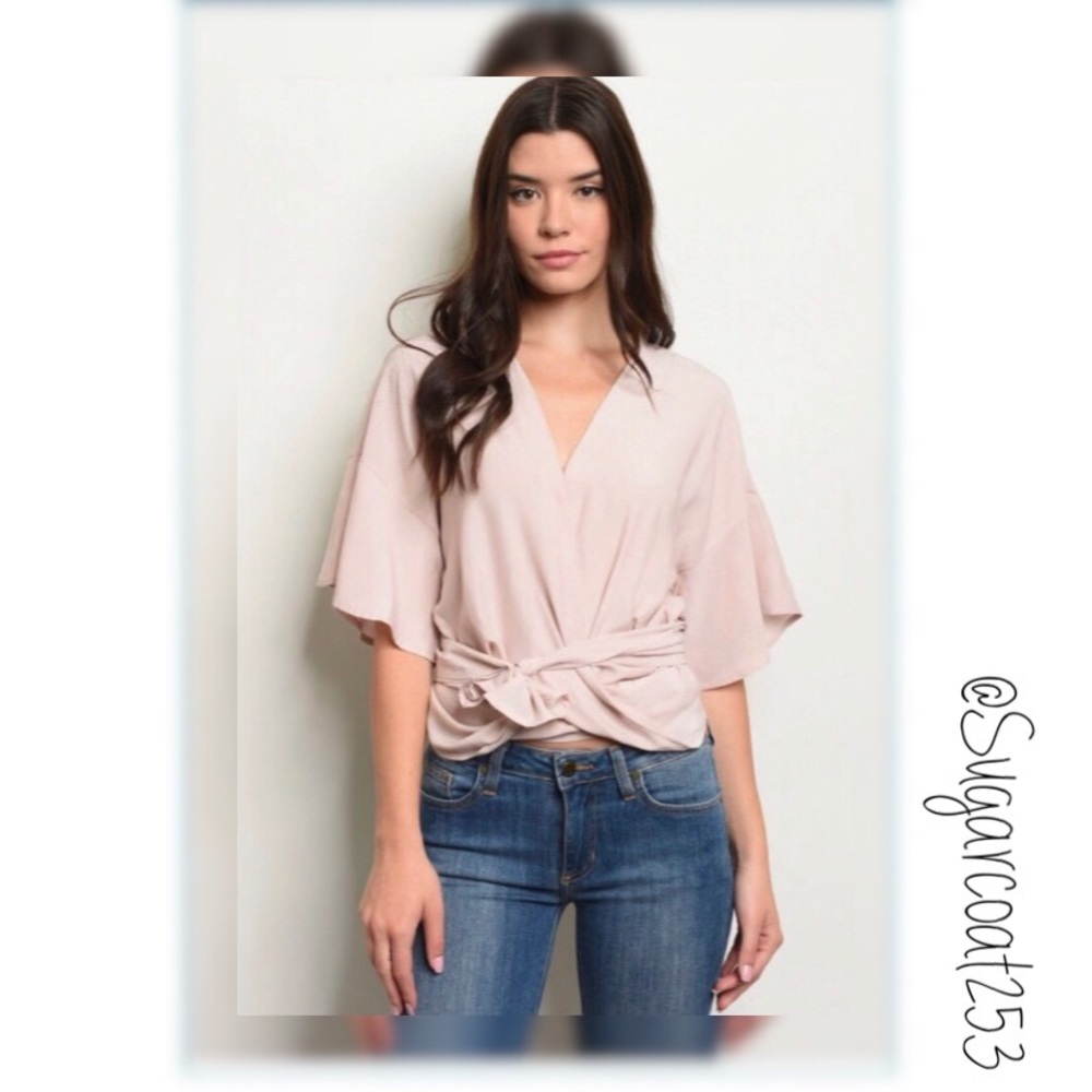 •Love Riche• Blush Wrap Tie Blouse